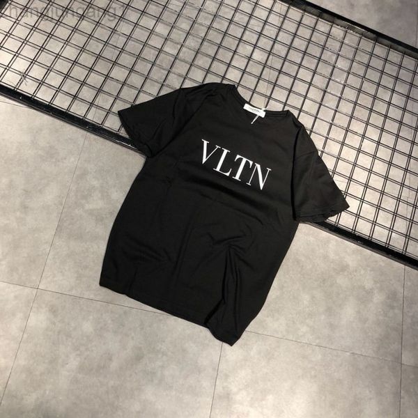 

22sss designer warren vlts spring and summer round neck short sve loose vltn men and women lovers pure cotton information t-shirt fashion br, White;black