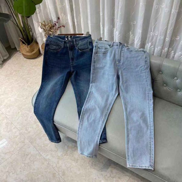 

women's jeans designer pg women's new nine point jeans heavy industry washing high waist casual straight tube net red pants of the, Blue