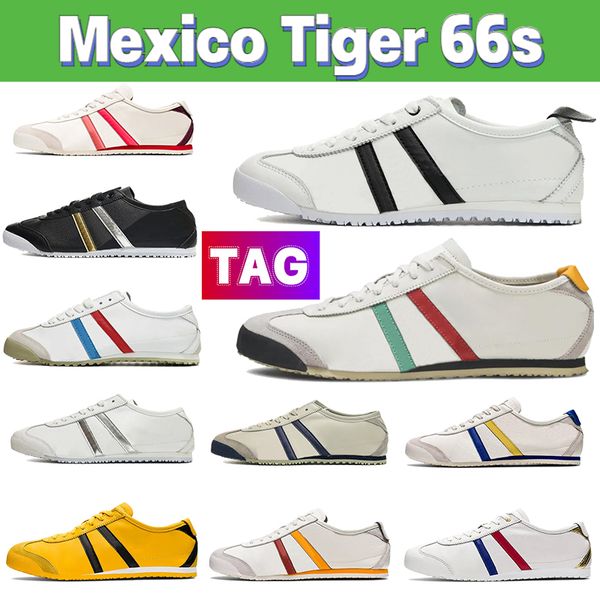 

mexico tiger 66s leather mens casual shoes white black birch green deep blue metallic gold beige red cream prussian grey designer men women