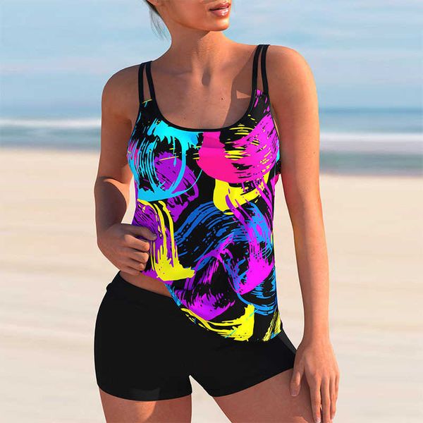 

printed suspender swimsuit set 2022 women's summer new split bikini