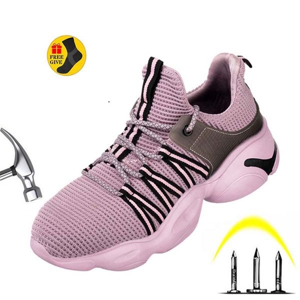 

2022 work boots safety steel toe shoes women steel-toed safety shoes puncture-proof sports shoes breathable steel toe trainers, Black;brown