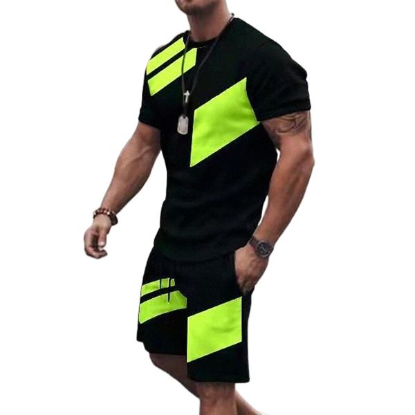 

men's t-shirt suits tennis shirt geometric crew neck street casual short sleeve casual fashion breathable comfortable green black gray