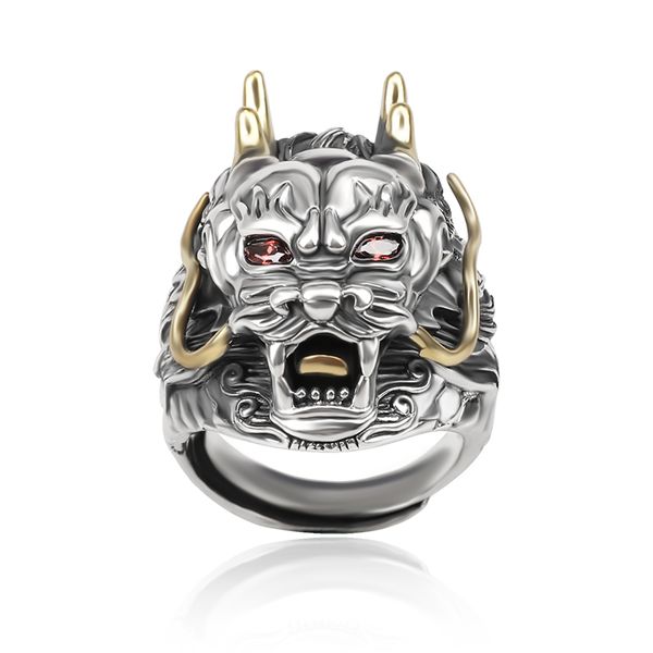 

vintage dragon ring with gold color beard domineering 925 sterling silver jewelry accessories