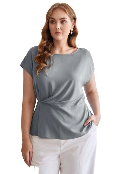 

motf premium plus ruched peplum v59h#, Black