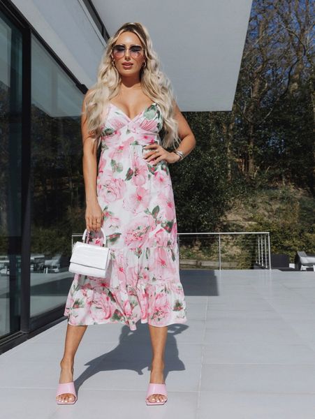 

tied backless ruffle hem floral cami dress n4g3#, Black;gray