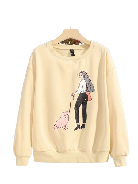 

x lorik cartoon & figure graphic thermal pullover e6et#, Black