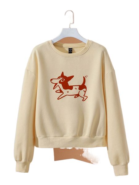 

x seanyboydraws cartoon graphic drop shoulder pullover e5zm#, Black