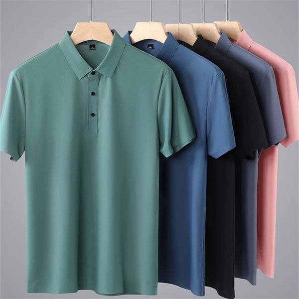 Summer Men Men Shirts Polo Classic Short Slave Tee respirável resfriamento rápido seco de nylon póos de golfe camiseta plus size 8xl 220707