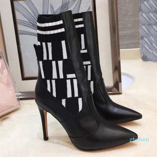 

designer women boots silhouette ankle boot black martin booties stretch high heel sock sneaker winter womens shoes243i