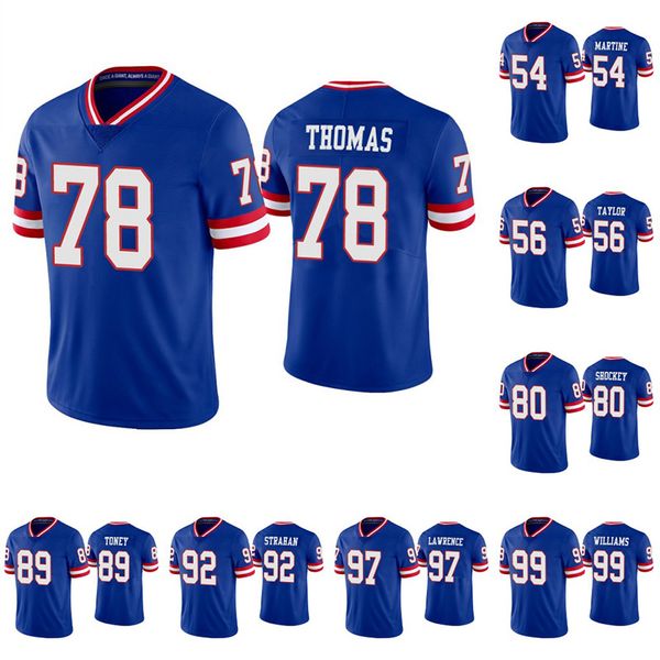 

andrew thomas royal classic football jersey blake martinez lawrence taylor carl banks evan neal osi umenyiora jeremy shockey darius slayton, Black;red