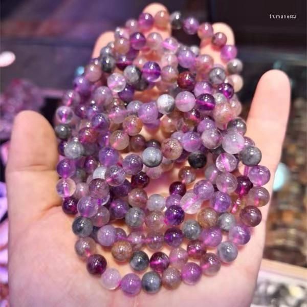 Perlenstränge, echte Damenschmuck-Armbänder, natürlicher bunter Auralit, 23 Kristalledelsteine, Stretch-Perlen-Charm-Armband, 7 mm, 8 mm, 9 mm, 10 mm, 11 mm, 12