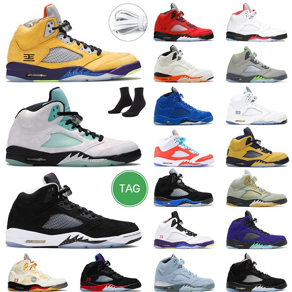 

5s oregon 5 retro men basketball shoes alternate grape metallic white cement jumpman 5 prfc mens sport trainer sneakers, Black