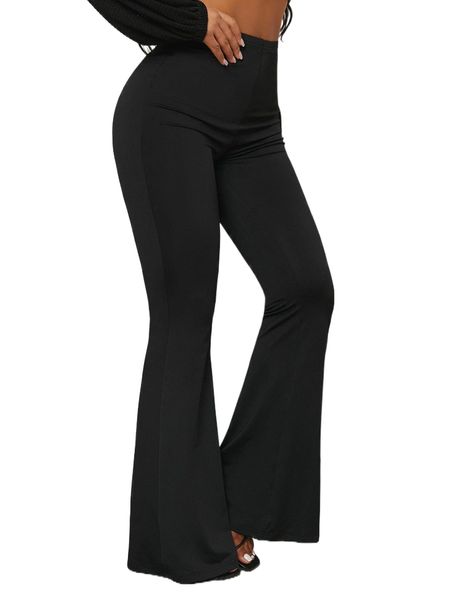 

sxy ruched back high waist flared leg pants i4os#, Black;white