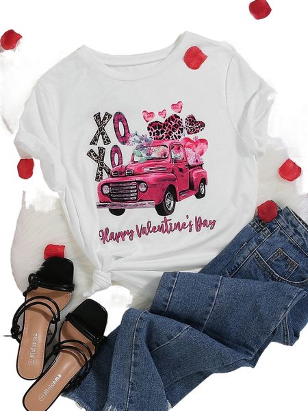 

car & slogan graphic tee 53z5#, White