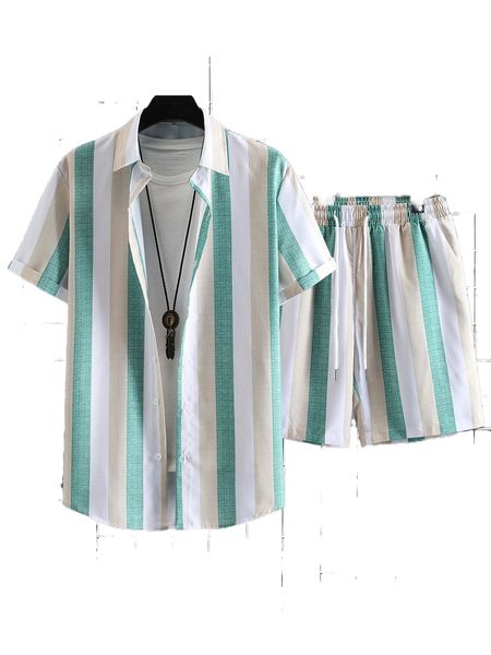 

men colorblock shirt & drawstring waist shorts without tee q5iu#, Gray
