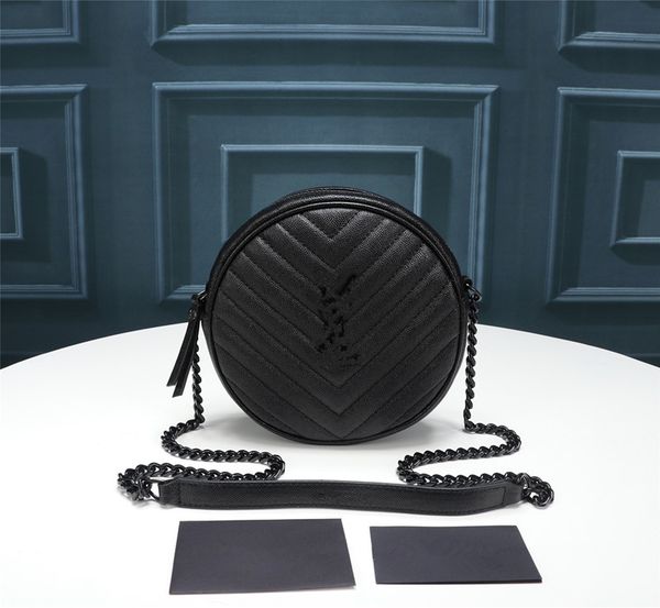

new round bag classic black white leather shoulder crossbody fashion brand