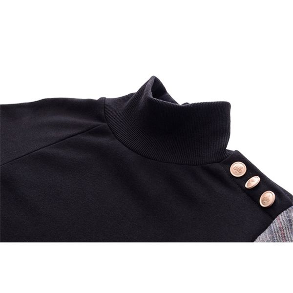 

plaid print patchwork hooded sweatshirt women long sleeve pullovers harajuku hoodie autumn winter female hoodies sweatshirts 201203, Black