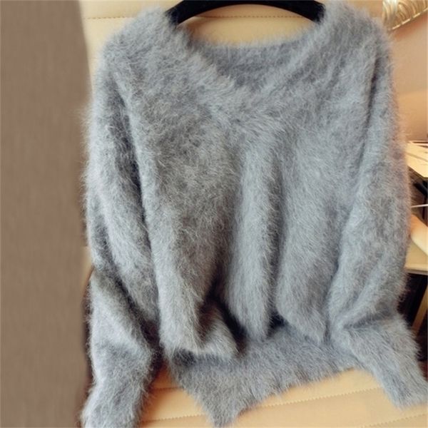 

genuine mink cashmere sweater women cashmere coat pure mink customized size and color v neck sweater wsr296 201201, White;black