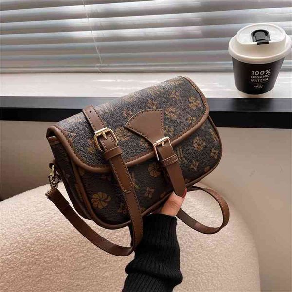 

70% factory online sale female texture small square bag old flower contrast color single shoulder bag