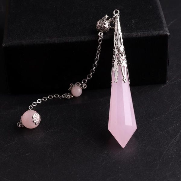 

pendant necklaces arrive natural stone facet reiki pendulum for dowsing pendants healing sliver pendule chakra crystal jewelry, Silver