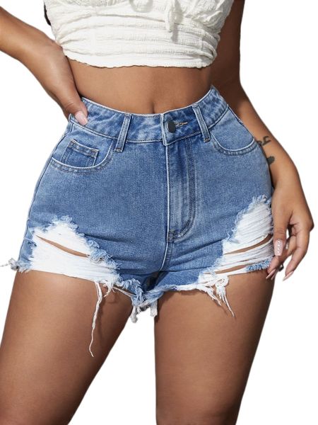 

sxy high waisted ripped raw hem denim shorts z6mj#, White;black