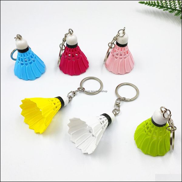 Portachiavi Accessori moda 6 colori Creativo Mnini Pvc Badminton Ciondolo Sport Piccola catena chiave Borsa Charm Portachiavi auto Gi Dhxb4