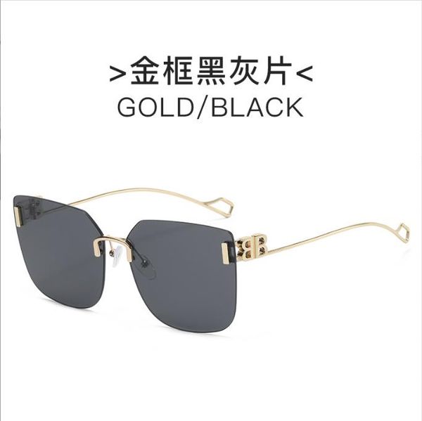 

simple double b letter ultra light frameless sunglasses big frame paris brand tide men and women eye protection 50680, White;black