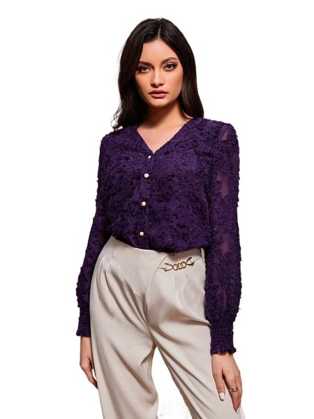 

contrast mesh fuzzy blouse y3sz#, White