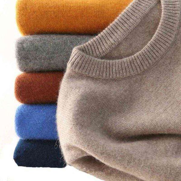 Maglione da uomo in cashmere Autunno Inverno Morbido caldo Jersey Maglione Indumento Hombre Pull Homme Hiver Maglione con scollo a V O Collo Maglioni lavorati a maglia L220730