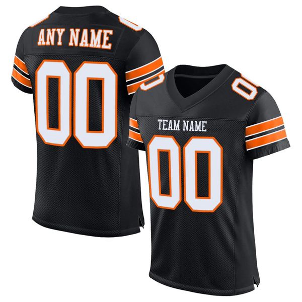 

custom black white-orange mesh authentic football jersey