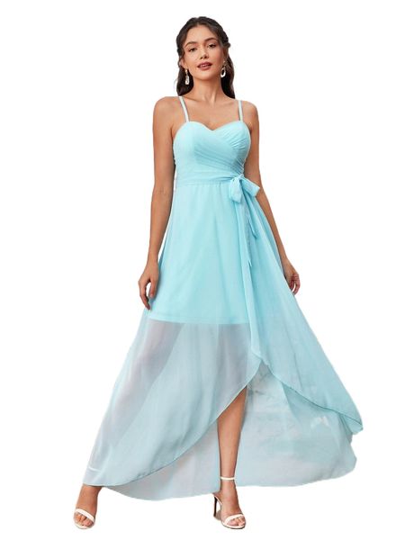 

asymmetrical hem belted chiffon bridesmaid dress q3iz#, White;black