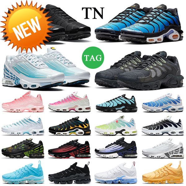 

2023 boots tn plus 3 men women running shoes triple black white hyper university blue smoke grey zebr