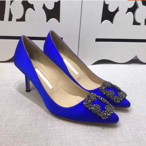 

shoes diamond dress high heels silk satin fashion classics brand blue wedding 6cm 8cm 10cm thin heel women 35-42 o74p 7fag, Black