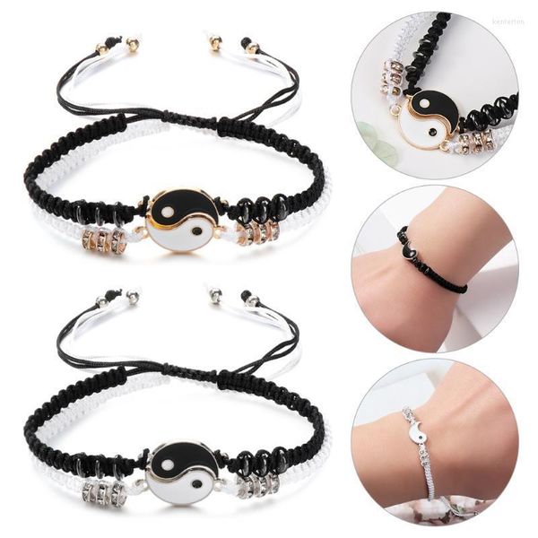 Link Chain 2 PCs/Set Fashion Friends Casal Bracelet Yin Yang Charm Jóias pendentes para amantes Irmãs Valentine's Gift Kent22