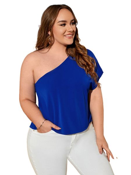 

plus one shoulder dolman sleeve blouse y1ql#, Black