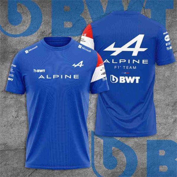 

2022 summer new formula one alpine f1 team short sleeve jersey official racing competition t-shirt selling blu, White;black