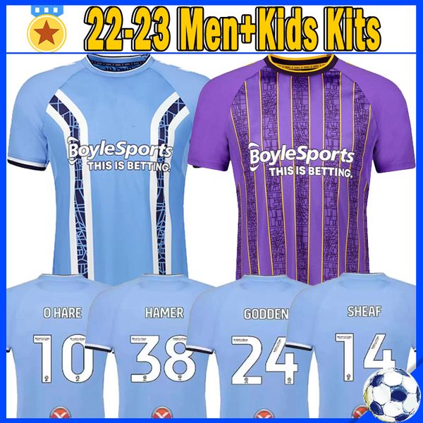 

22/23 coventry city soccer jersey 2022 2023 home blue 10 o hare sheaf 17 gyokeres 38 hamer 24 godden hamer men kids kit football uniforms ca, Black;yellow