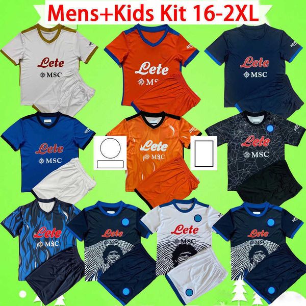 

mens kids kit 2021 2022 napoli soccer jersey halloween sets tracksuits politano maradona training wear osimhen 21 22 naples goalkeeper, Black