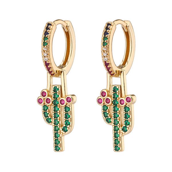

eardrops for women,micro inlaid copper zircon design earrings snake pineapple butterfly rainbow stud earrings ear clip ear drops, Golden;silver