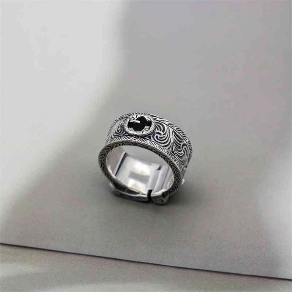 

carved vine personalized silver interlocking ring wide men's domineering ring