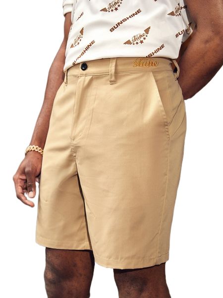 

men letter embroidered straight leg shorts i7yk#, White;black