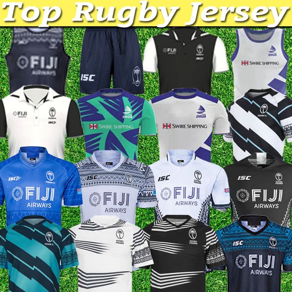 

new 2021 2022 fiji home away rugby jersey sevens shirt thai quality 20 21 22 fiji national 7's rugby jerseys shorts, Black;gray