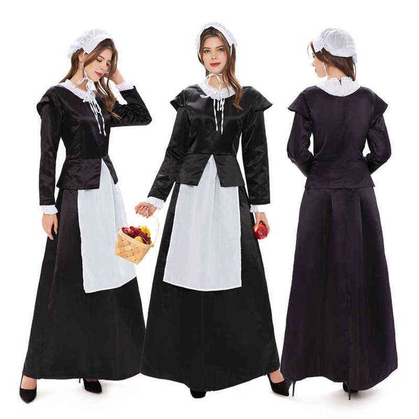 

halloweeneuropean manor maid cosplay come retro maid long skirt drama performance dress l220714, Black;red