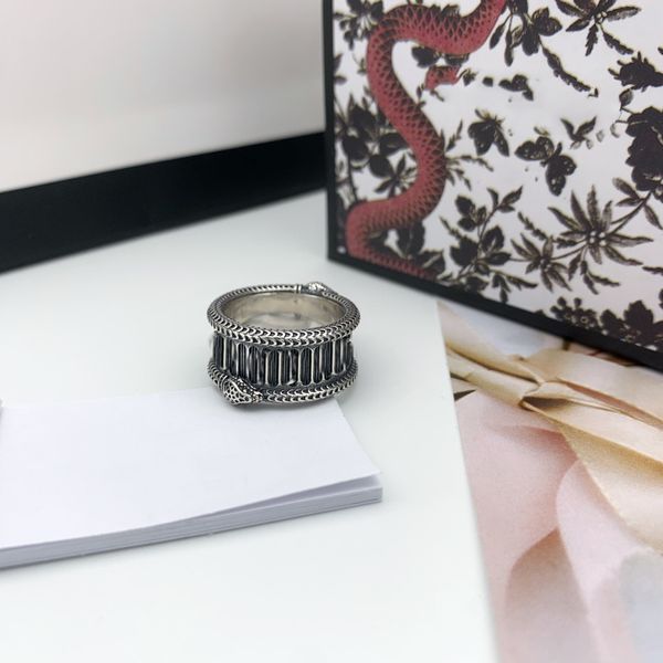 Кольцо из стерлингового серебра S925 в стиле ретро, индивидуальное кольцо в форме животного, полосатая змея, личностный тренд, кольца для дикой пары