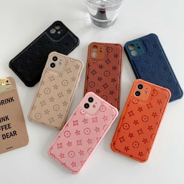 Custodie per telefoni in pelle di design per iPhone 15 Pro Max 14 Cover posteriore con stampa di moda Cover mobile di lusso Custodia protettiva a copertura totale per 13 12 Mini 11 Xs XR X 8 7 Plus