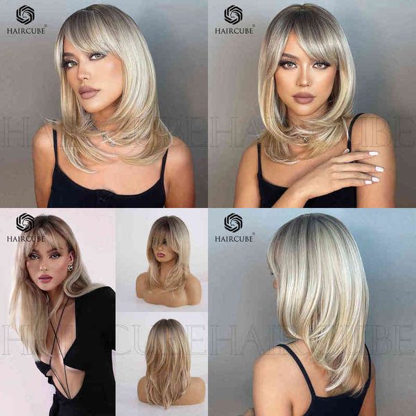 

human hair wig synthetic women wigs wig female wigs long hair gradient gold headgear net red style 220527, Black