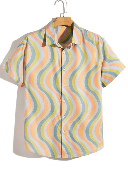 

romwe guys allover print shirt a7bh#, White;black