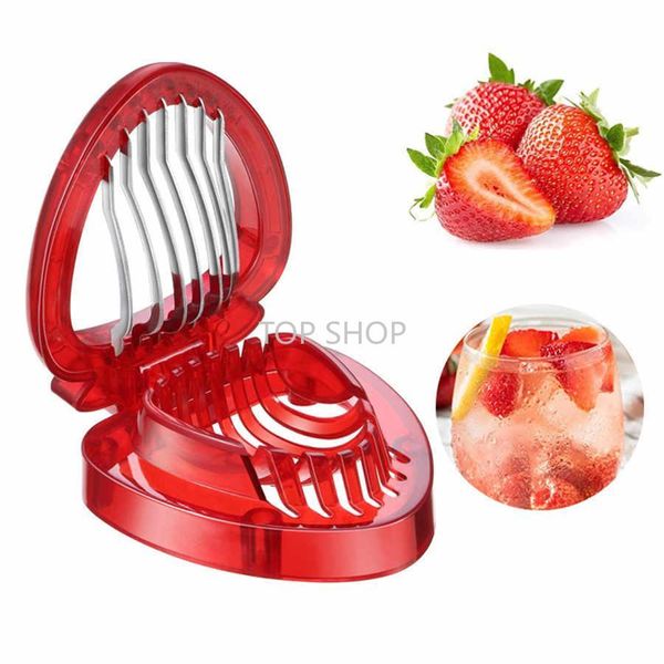 Fast Strawberry Cutter Slicer Ferramentas de escultura de frutas Salada Berry Bolo Cutter Gadgets de cozinha e acessórios por atacado