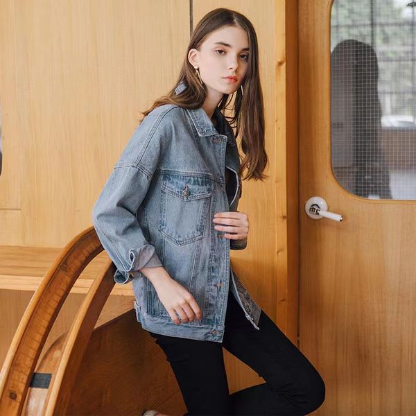 

wt128-women's jackets brand designer new denim jackets ins heavy embroidery letters women casual jeans jacket long sleeve cotton coat, Black;brown