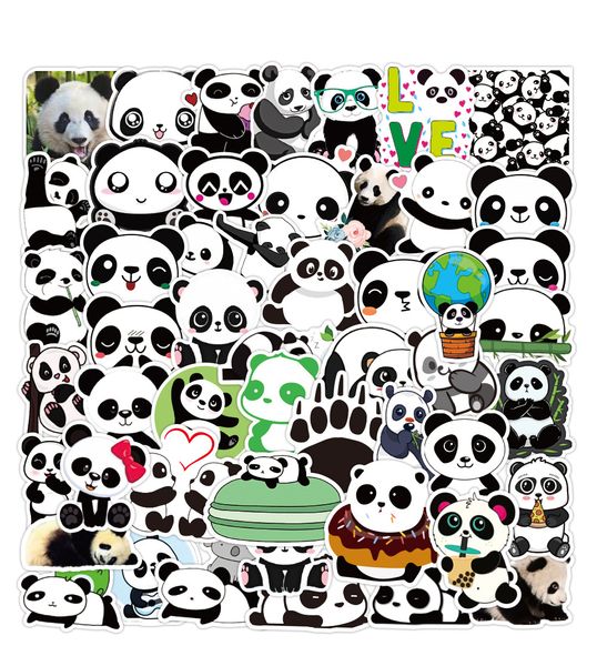 50pcs adesivos de panda fofos acessórios de skate adesivo de animal à prova d'água para laptop capa de capa de água de água adesiva de carro adesiva